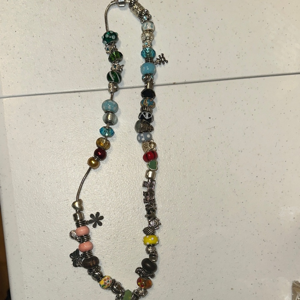 Colorful Beaded Charm Necklace